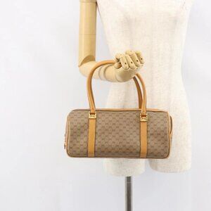 GUCCI Micro GG Supreme Hand Bag PVC Beige Gold 000 58 0040 Auth 154435